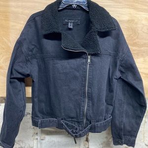 Dark denim faux shearling  jacket